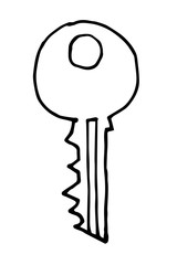 Vector hand drawn doodle vintage key. Isolate design elements on white background
