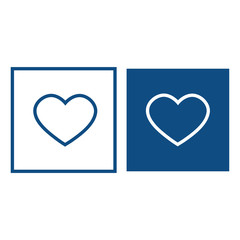 Vector heart icons. The symbol is located in a square frame.