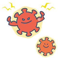 膜を持つ新型コロナウイルス　増殖　イラスト