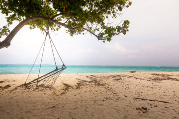 View from Maafushi island at Kaafu Atoll in Maldives.