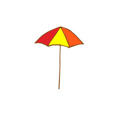 Beach umbrella, vector illustration, red, yellow and orange color