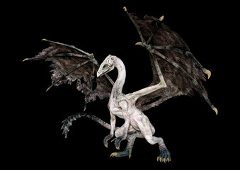 3D Rendering Fairy Tale Dragon on Black