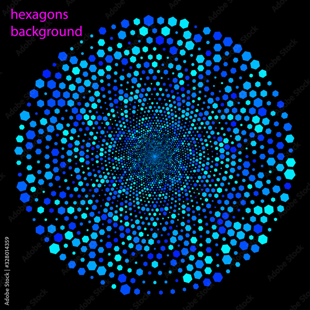 Poster abstract blue technology background with hexagons