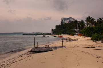 Obraz premium View from Maafushi island at Kaafu Atoll in Maldives.