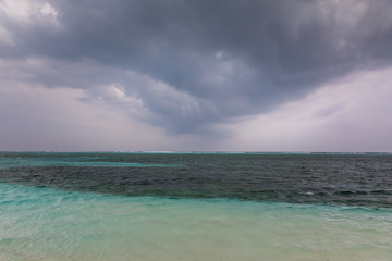 View from Maafushi island at Kaafu Atoll in Maldives.
