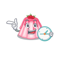 cartoon character concept strawberry jelly having clock
