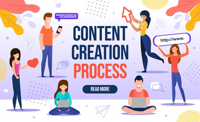 People Engaged in Content Creation Workflow Process. Digital Marketing for Blogging and Social Media Network for Blog Online Channel Development, Followers and Subscribers Attraction. Content-plan