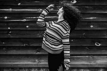 Psychology of modern woman, different mood, seasonal depression of young lady 