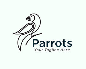 single line art parrot logo design inspiration © ShiipArts