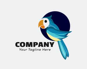 Parrot at circle hole logo design inspiration