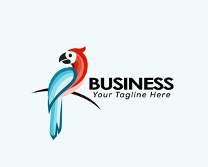 elegant parrot look back perch logo design inspiration