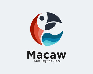 Abstract circle parrot logo design inspiration