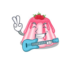 A picture of strawberry jelly playing a guitar