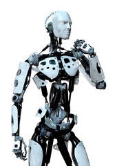 3D Rendering Male Robot on White
