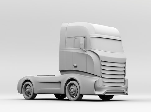 Clay rendering of generic design Heavy Electric Truck. 3D rendering image. 