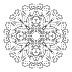 Coloring book page. Vintage decorative elements. Black floral oriental pattern. Abstract ethnic motif. Jpeg illustration