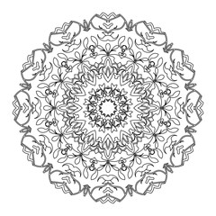 Coloring book page. Vintage decorative elements. Black floral oriental pattern. Abstract ethnic motif. Jpeg illustration