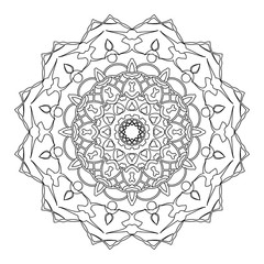 Coloring book page. Vintage decorative elements. Black floral oriental pattern. Abstract ethnic motif. Jpeg illustration