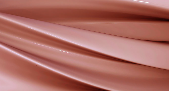 Elegant peach background. Shiny glossy abstract shape. Background for the cover or packaging. 3D rendering.
