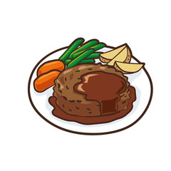 イラスト ：洋食　ハンバーグ