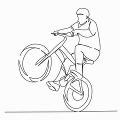 man jumping on a bicycle