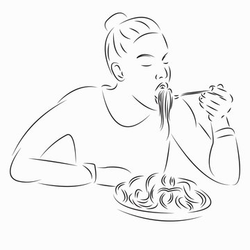 girl woman eating spaghetti