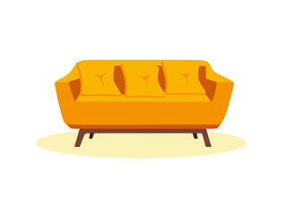 yellow sofa, vector illustration, flat style