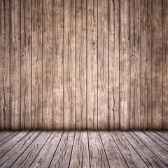 Concept or conceptual vintage or grungy brown background of natural wood or wooden old texture floor and wall as a retro pattern layout. A 3d illustration metaphor to time, material, emptiness,  age