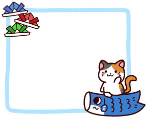 Fototapeta premium こどもの日フレーム 三毛猫1