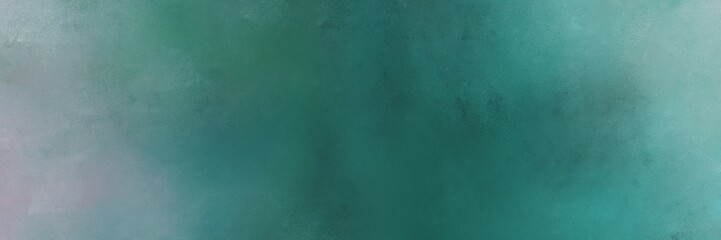 vintage abstract painted background with teal blue, sea green and dark gray colors and space for text or image. can be used as horizontal background texture