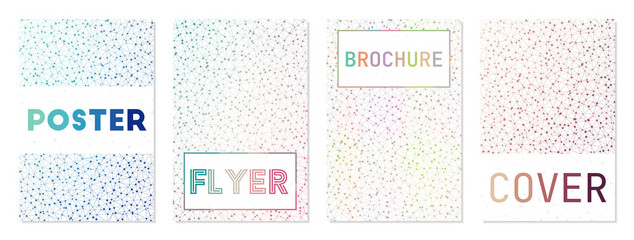Set of backgrounds for covers or brochures. Can be used as cover, banner, flyer, poster, business card, brochure. Appealing geometric background collection. Creative vector illustration.