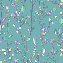Fototapeta na wymiar Seamless pattern with meadow flowers. Scandinavian style
