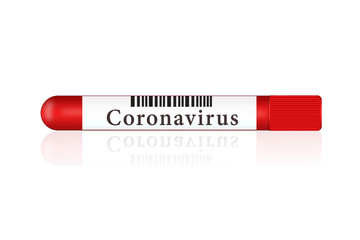 Test tube on a white background with the result of 2019-nKoV coronavirus.Pandemic infection concept