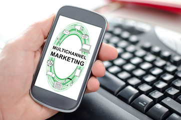 Multichannel marketing concept on a smartphone