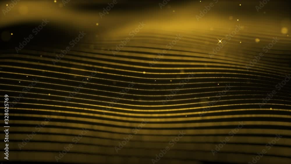Poster light gold wave beautiful particle background business corporate digital wave shiny golden surface