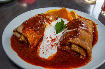 Hortob&aacute;gyi palacsinta - Pancakes A la Hortobagy Style- Hungarian savoury pancakes in Budapest