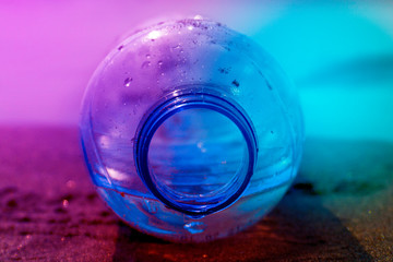 Plastic water bottles pollution in ocean (Environment concept)
