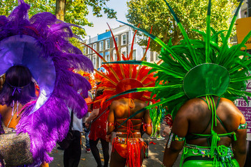 Women wearing traditional samba outfits at Notting Hill Carnival 2019