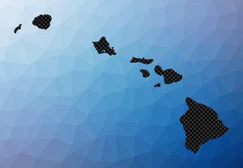 Hawaii geometric map. Stencil shape of Hawaii in low poly style. Classy island vector illustration.