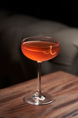 Classic alcoholic cocktail beverage, close-up