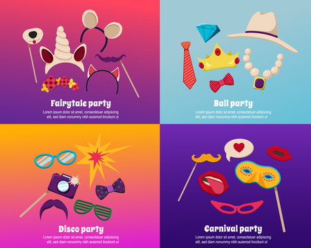 Photo Booth Party Concept Icons Set