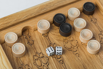 Backgammon playing field and dices