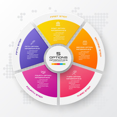 Circle infographic template with 5 options,Vector illustration.