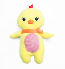 Plush yellow Duck soft toy isolated on the white background