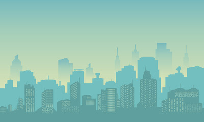 Fototapeta premium Silhouette of city building in the morning. Urban landscape