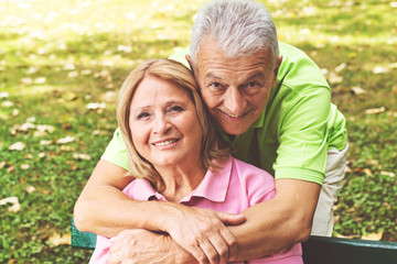 Fototapeta premium Portrait of happy senior couple in love