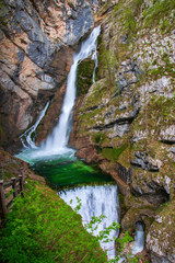 Fototapeta na wymiar Picturesque Savica waterfall in Slovenia