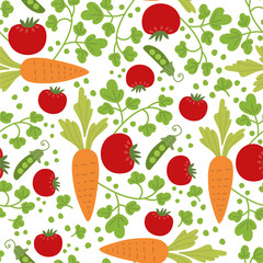 Seamless vector pattern with greens and vegetables