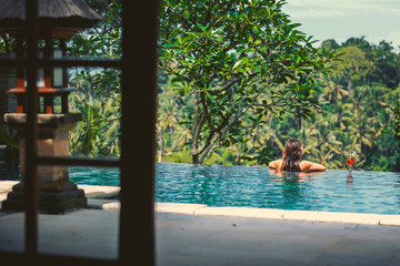 swimming pool in tropical resort