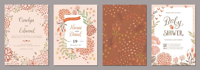 Fototapeten Set of floral wedding templates.  Good for birthday, bridal and baby shower.  © KatyaKatya